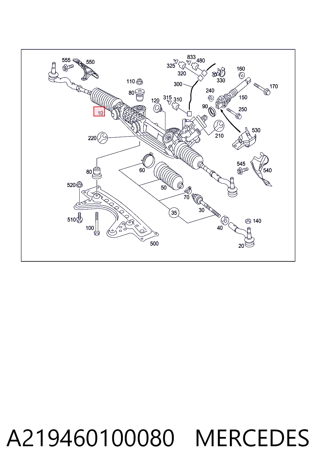 Cremalheira da direção Mercedes 2114600251 preço, a partir de 407,09 USD