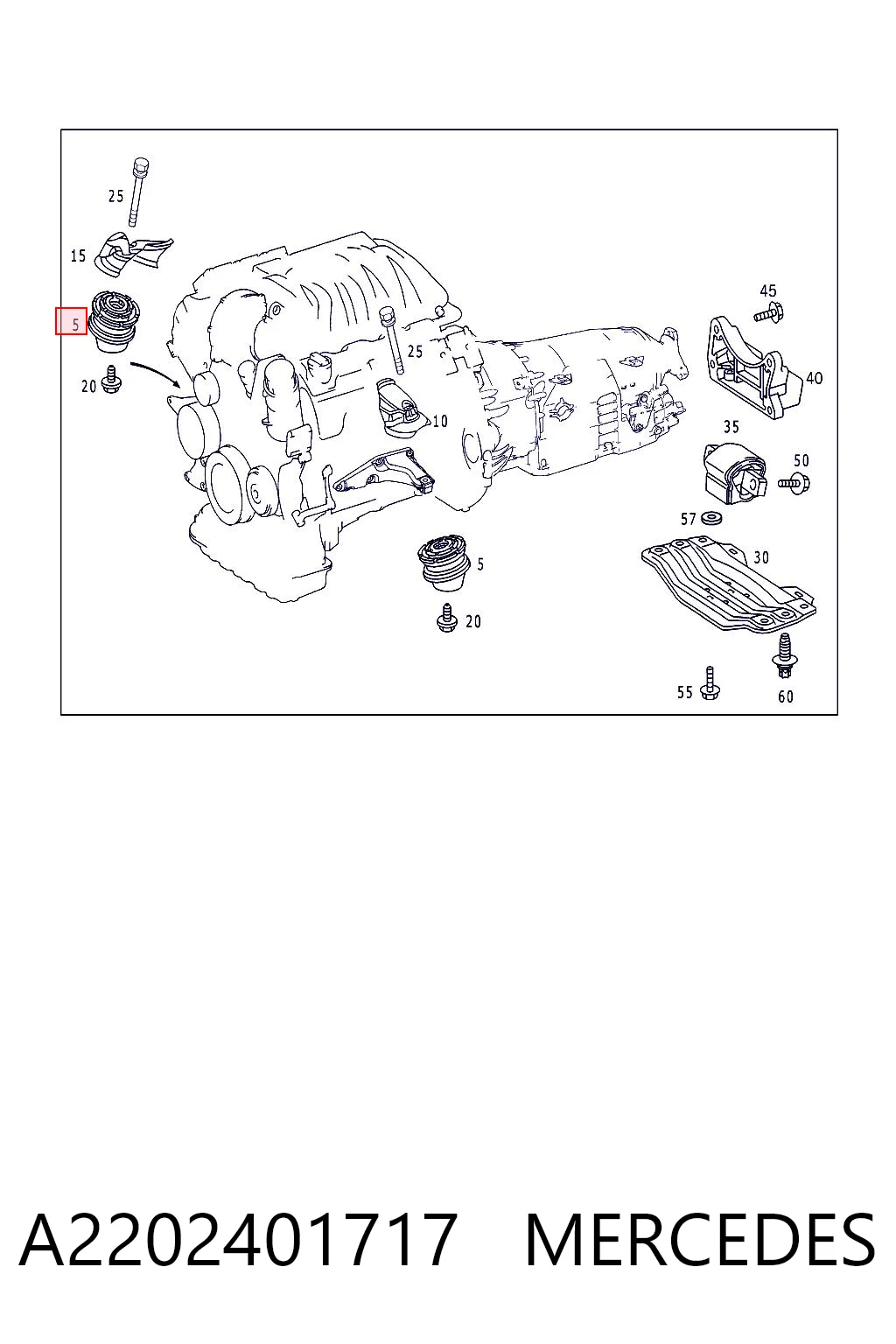 A2202401717 Mercedes Coxim (suporte) esquerdo de motor