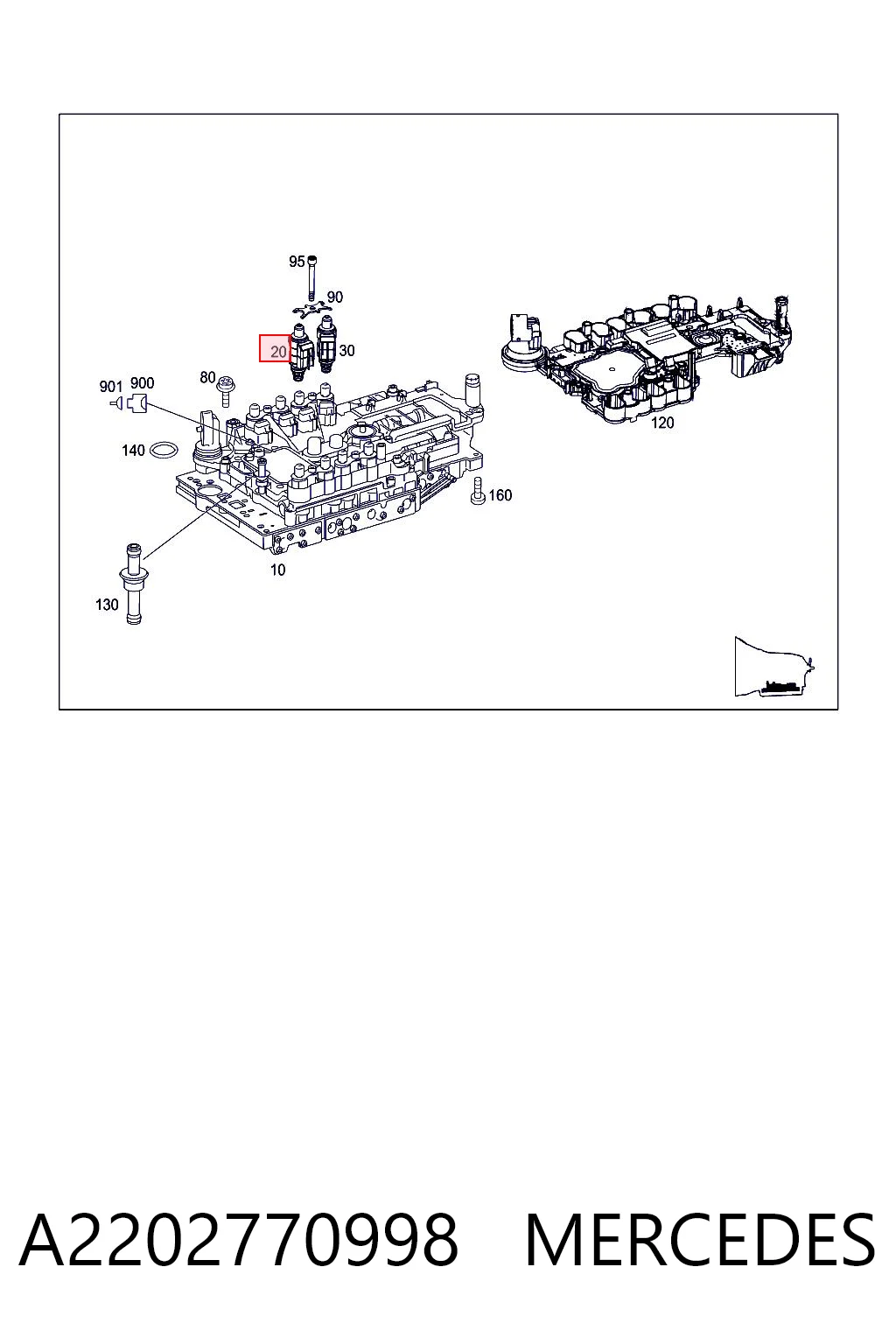 A2202770998 Mercedes Solenoide da Caixa Automática de Mudança