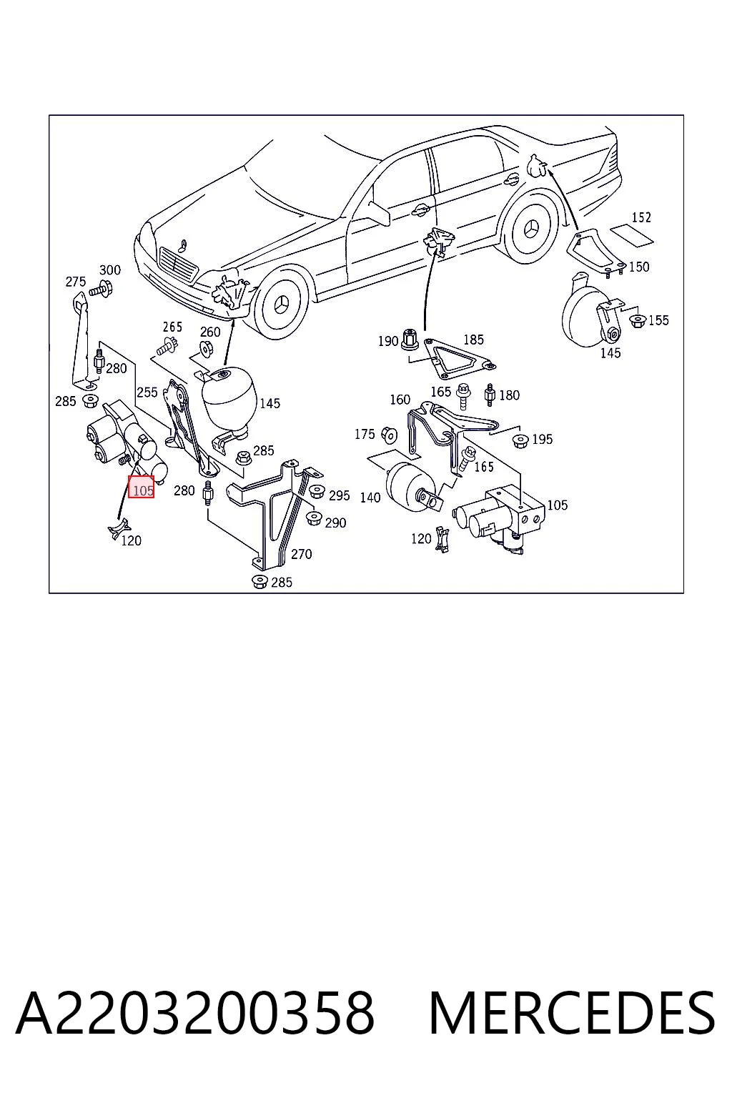 A2203200358 Mercedes Unidade de válvulas de suspensão regulada dianteira