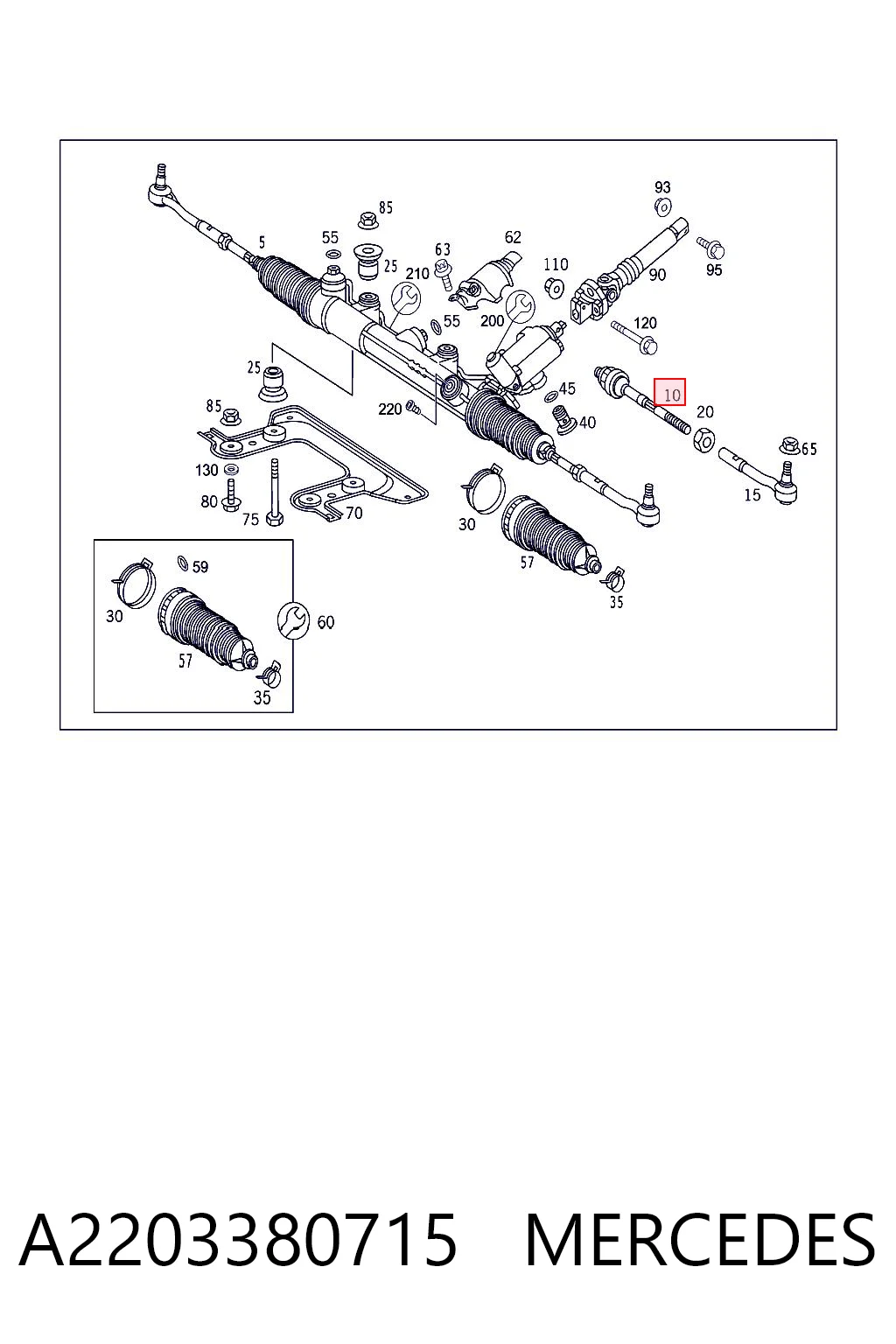 A2203380715 Mercedes Tração de direção