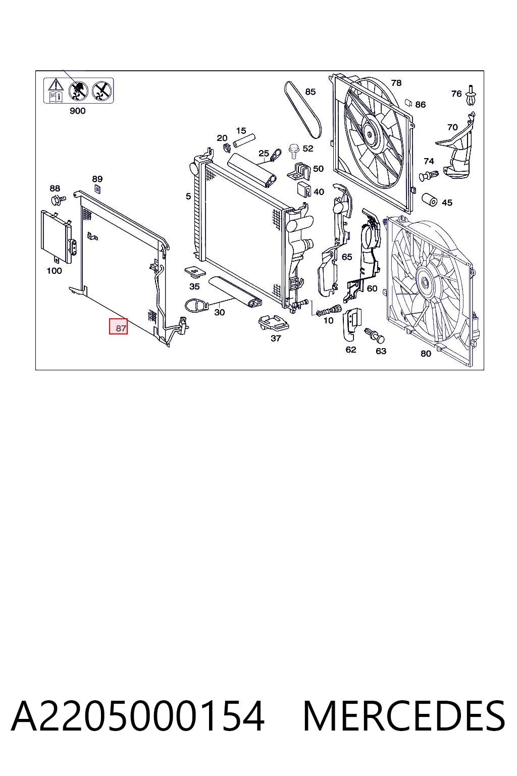 A2205000154 Mercedes Radiador de aparelho de ar condicionado