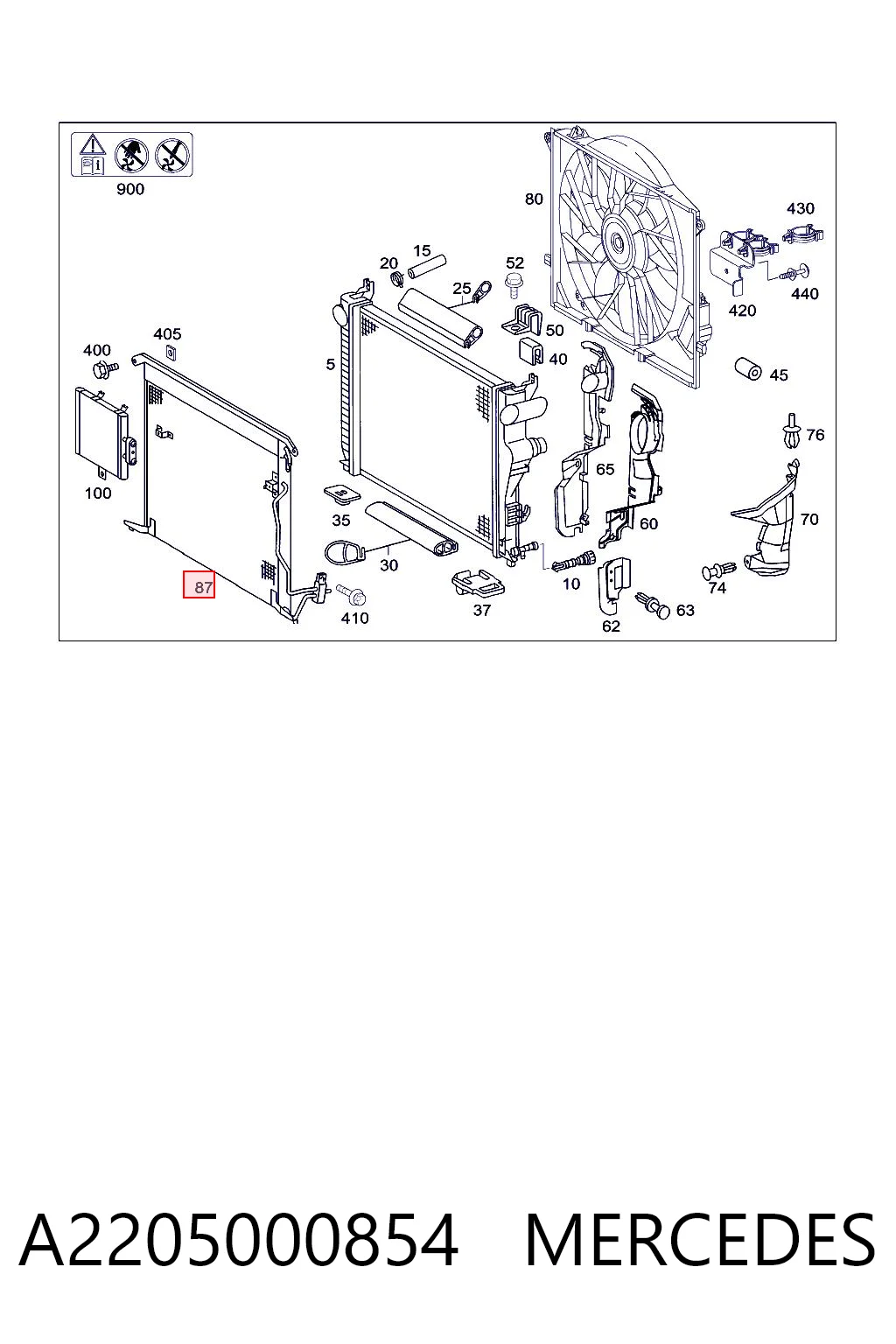 A2205000854 Mercedes Radiador de aparelho de ar condicionado