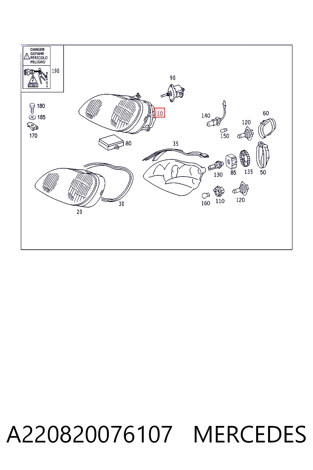 Luz esquerda Mercedes S  W220 ao melhor preço