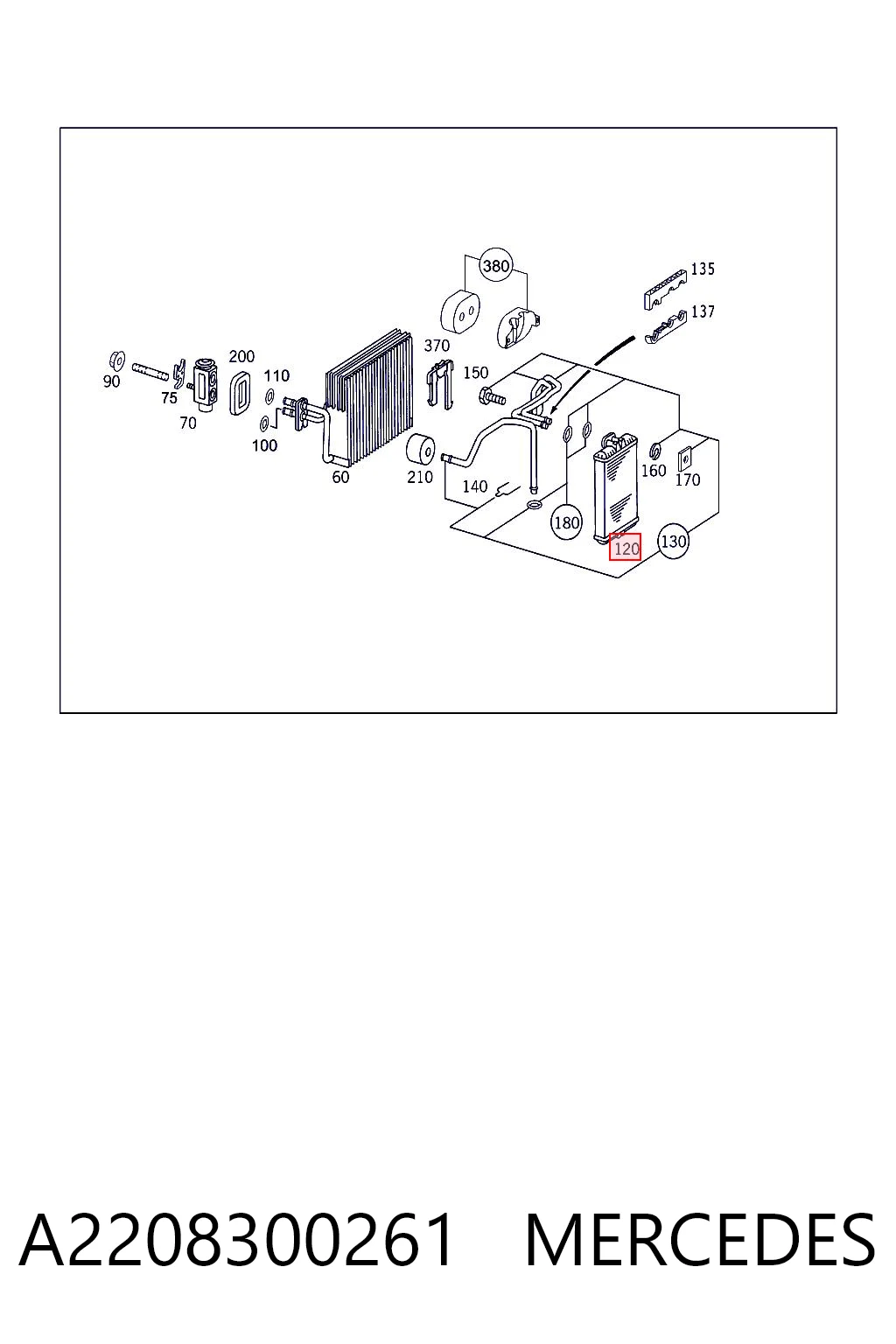 A2208300261 Mercedes Radiador de forno (de aquecedor)