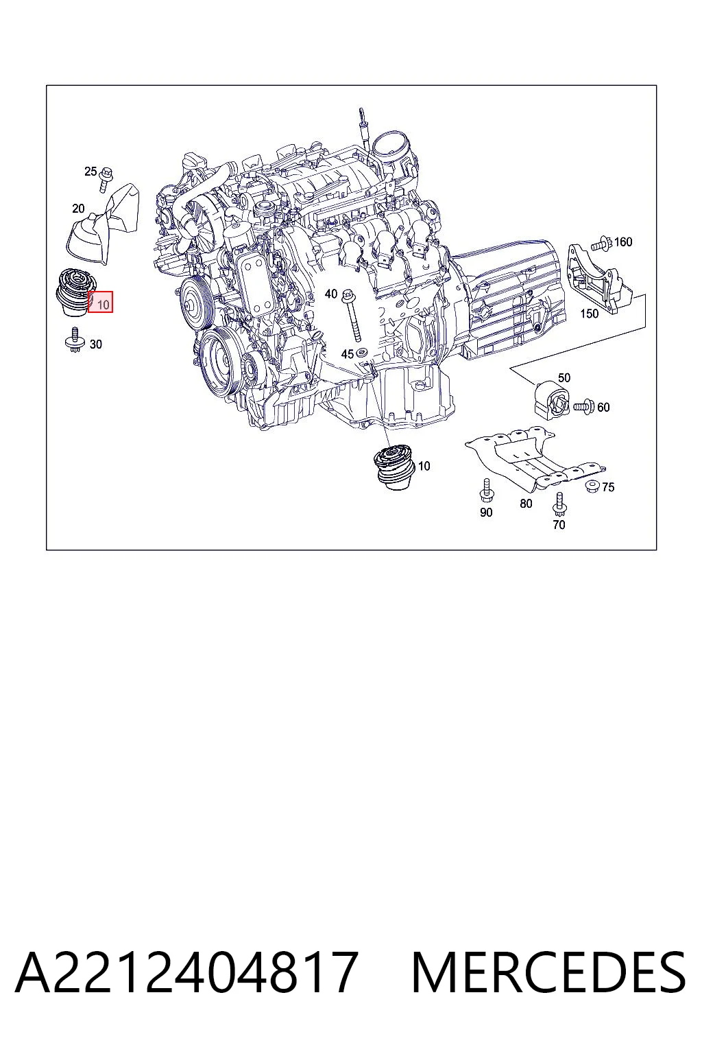 A2212404817 Mercedes Coxim (suporte) direito de motor