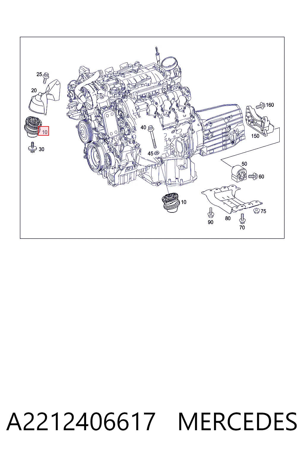 A2212406617 Mercedes Coxim (suporte) direito de motor