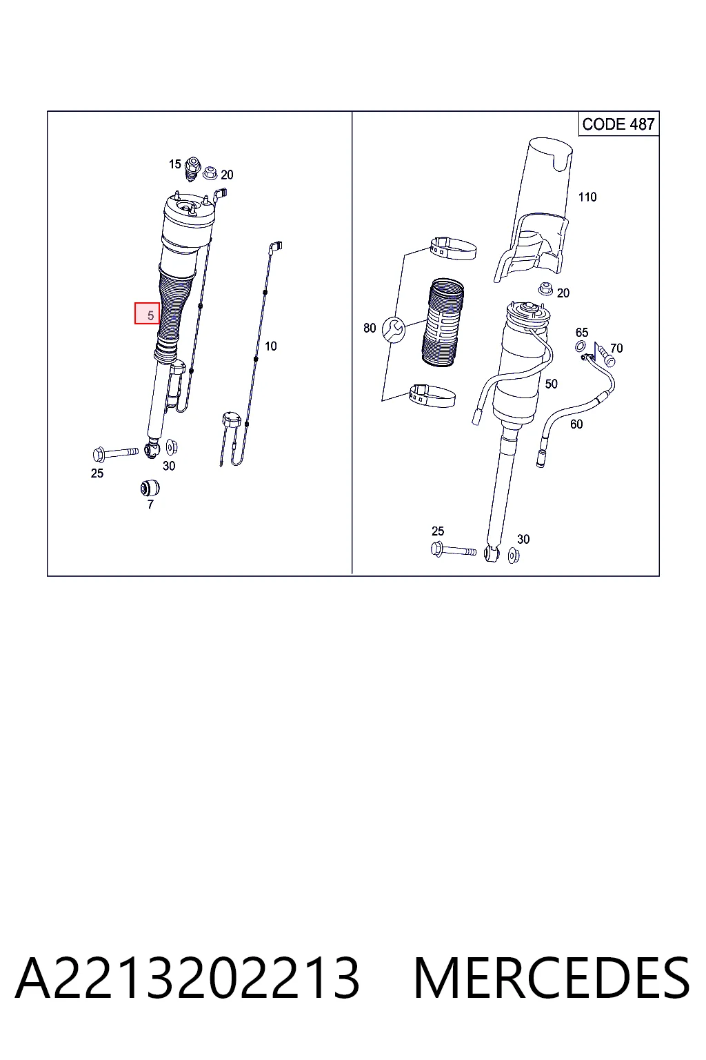 A2213202213 Mercedes Amortecedor traseiro direito