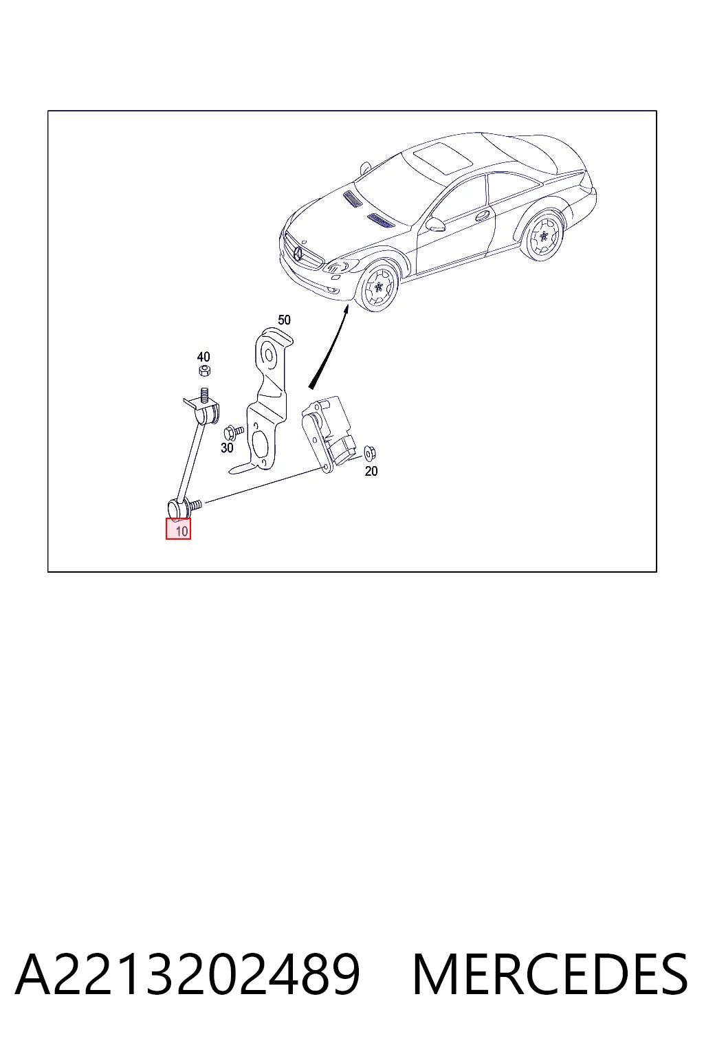 A2213202489 Mercedes Barra dianteira de sensor do nível de posição de carroçaria