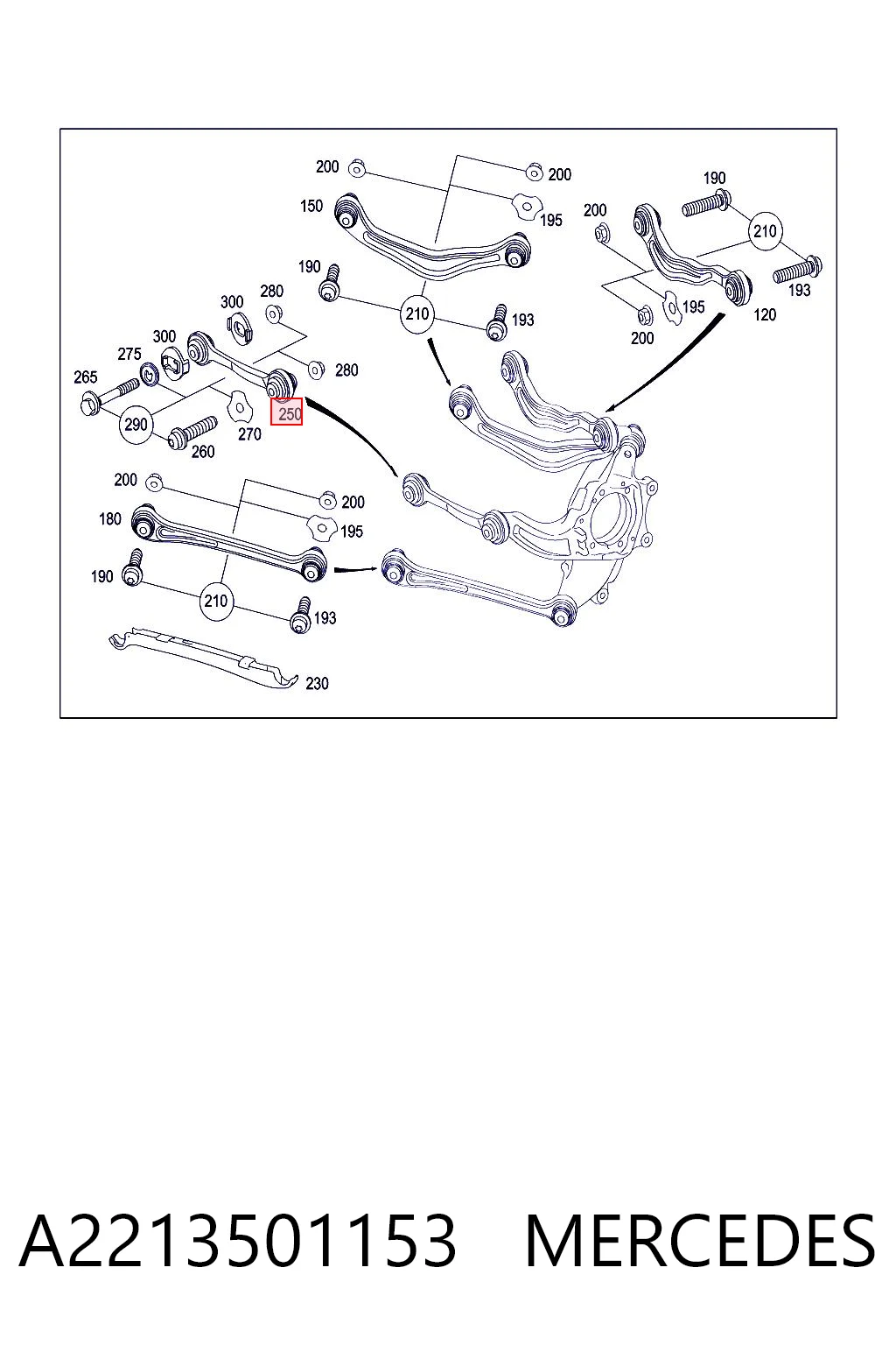 A2213501153 Mercedes Barra transversal de suspensão traseira