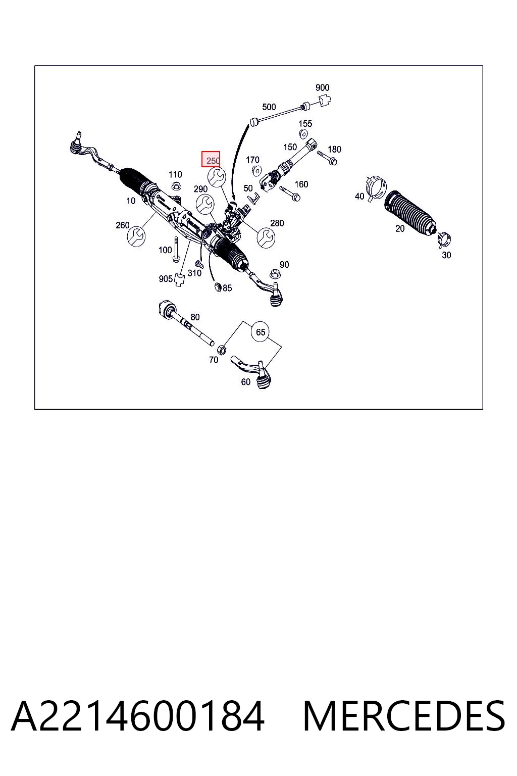 A2214600184 Mercedes Válvula MPL da cremalheira da direção