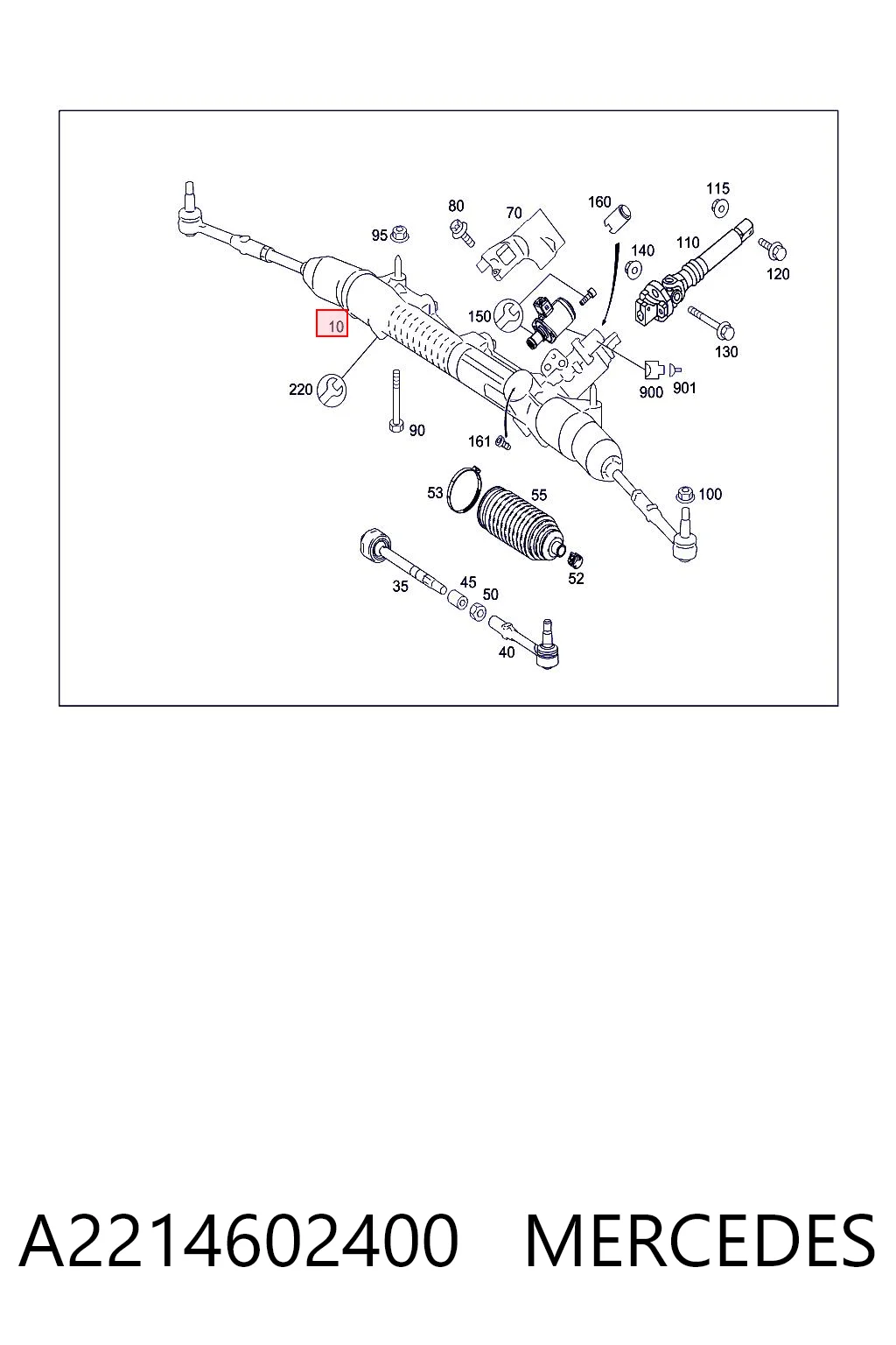 A2214602400 Mercedes Cremalheira da direção