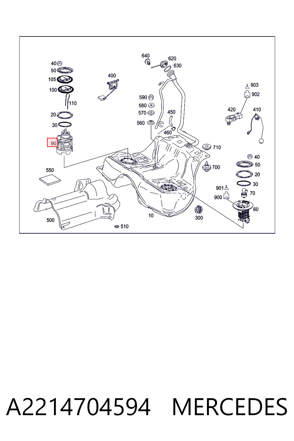 A2214704594 Mercedes Módulo de bomba de combustível com sensor do nível de combustível