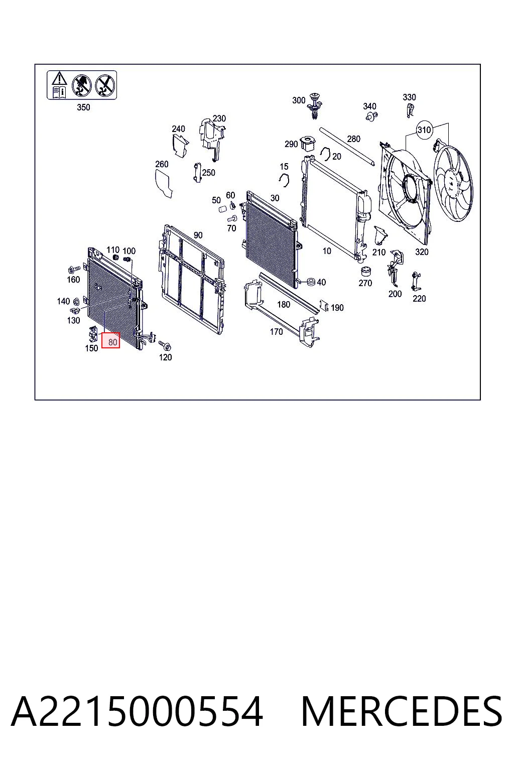 A2215000554 Mercedes Radiador de aparelho de ar condicionado