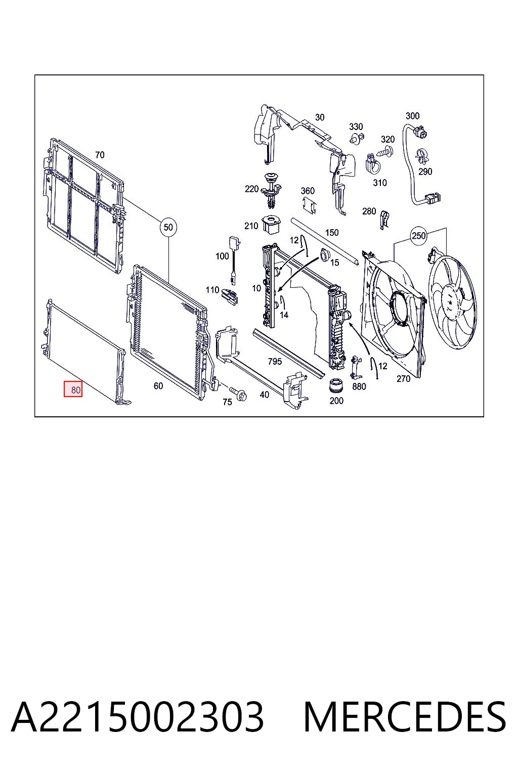 A2215002303 Mercedes Radiador de esfriamento de motor