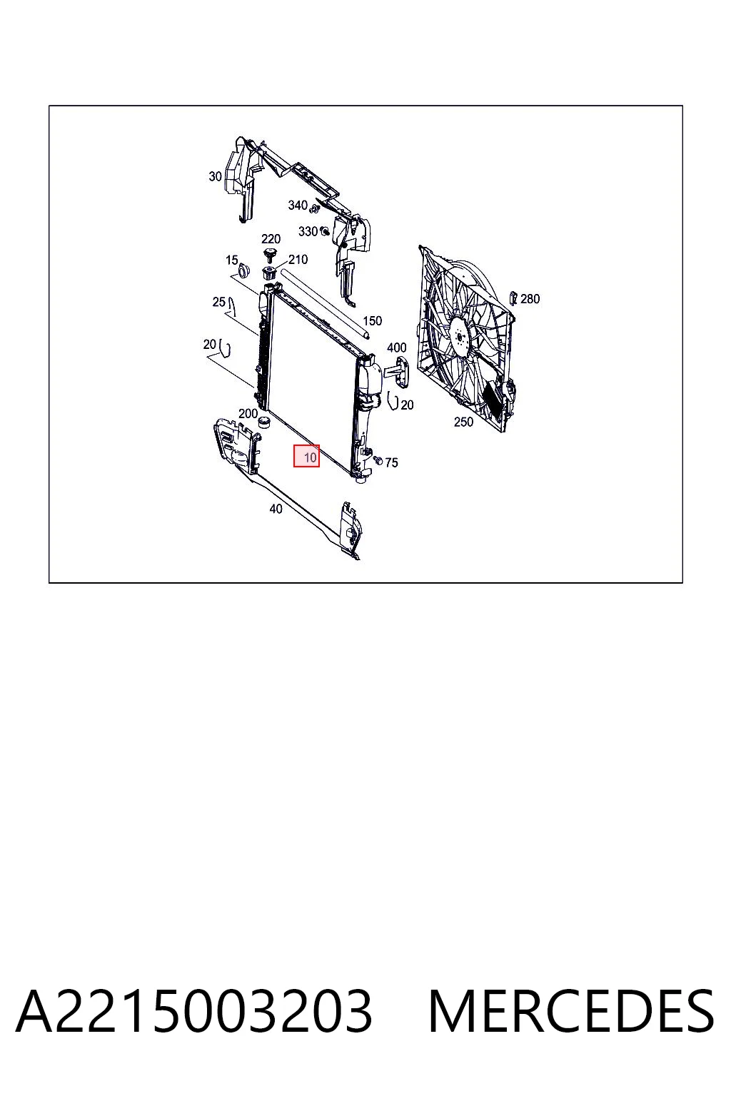 A2215003203 Mercedes Radiador de esfriamento de motor