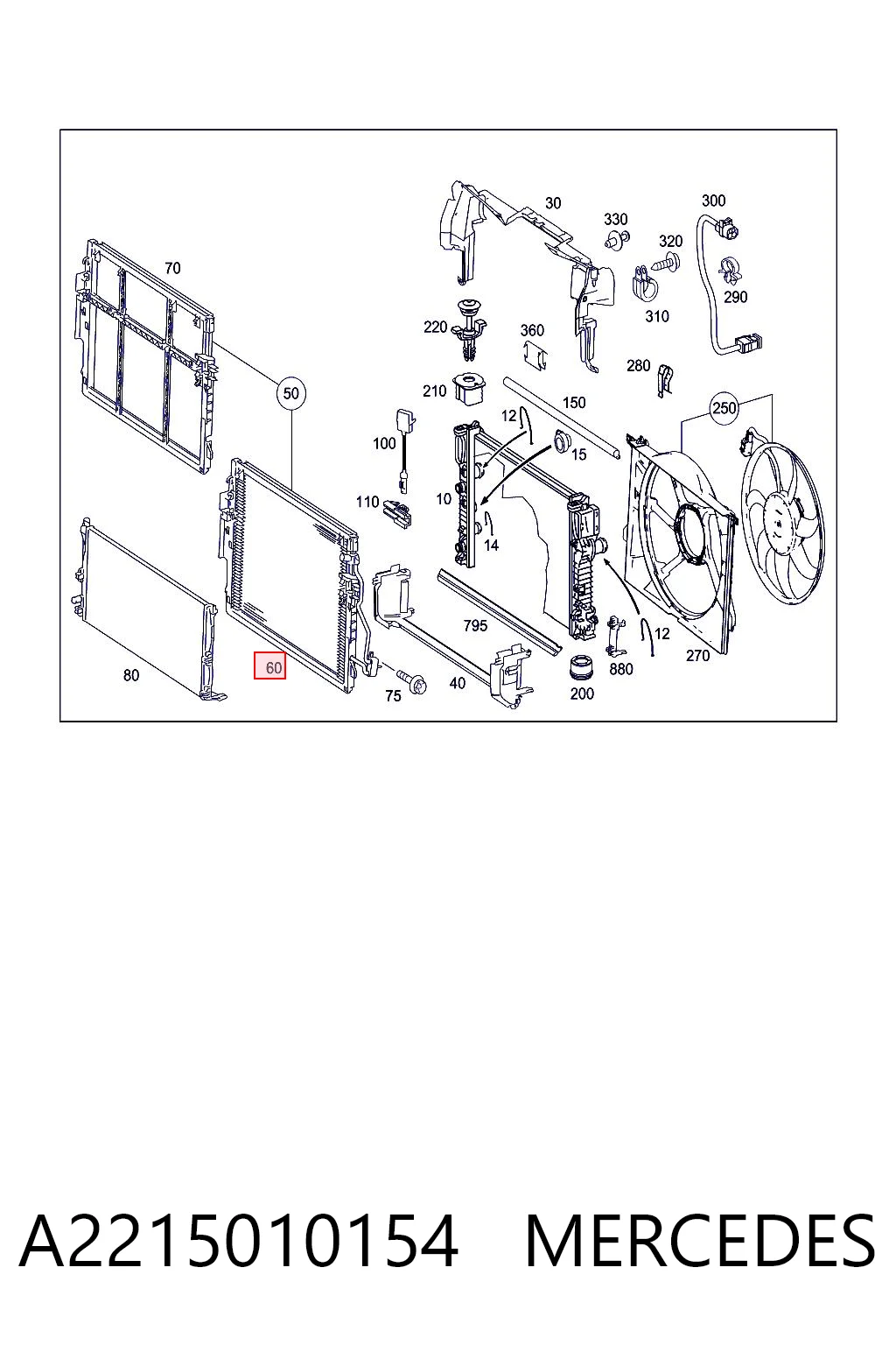 A2215010154 Mercedes Radiador de aparelho de ar condicionado