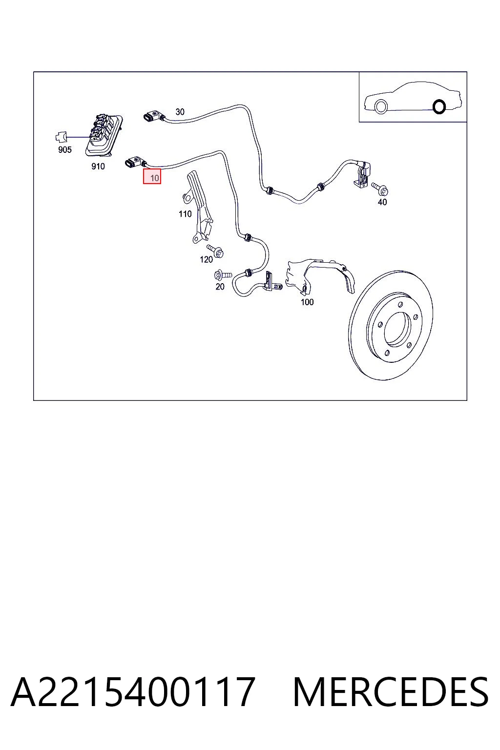 A2215400117 Mercedes Sensor ABS traseiro