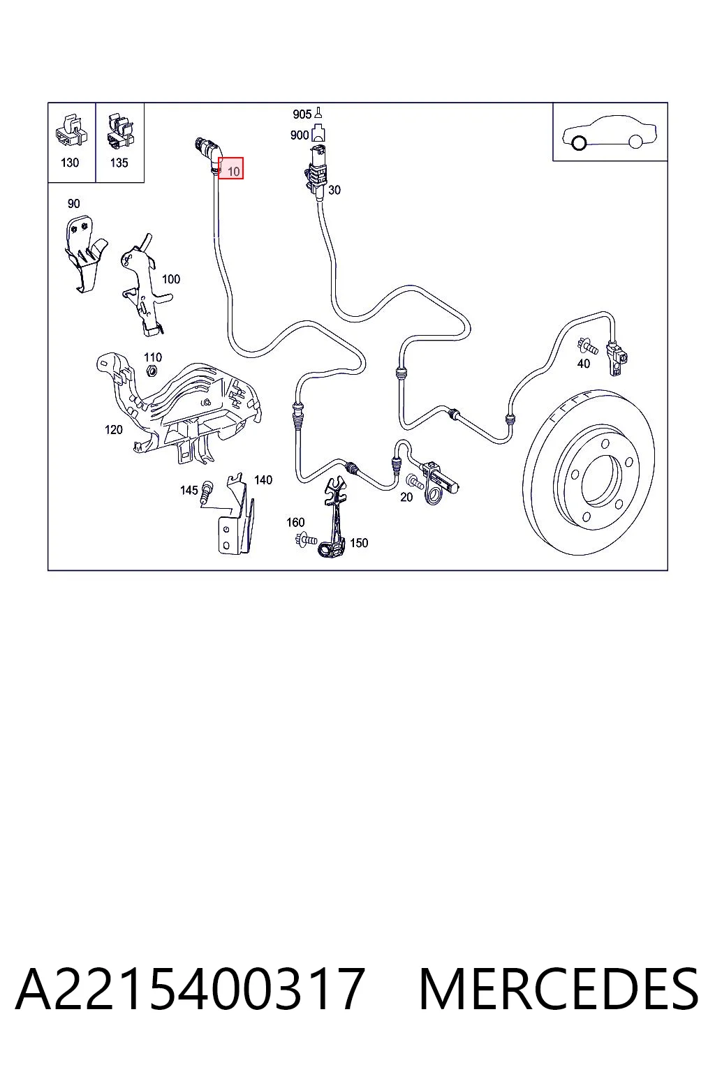 A2215400317 Mercedes Sensor dianteiro de ABS