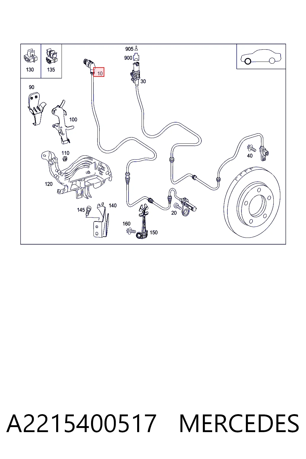 A2215400517 Mercedes Sensor dianteiro de ABS