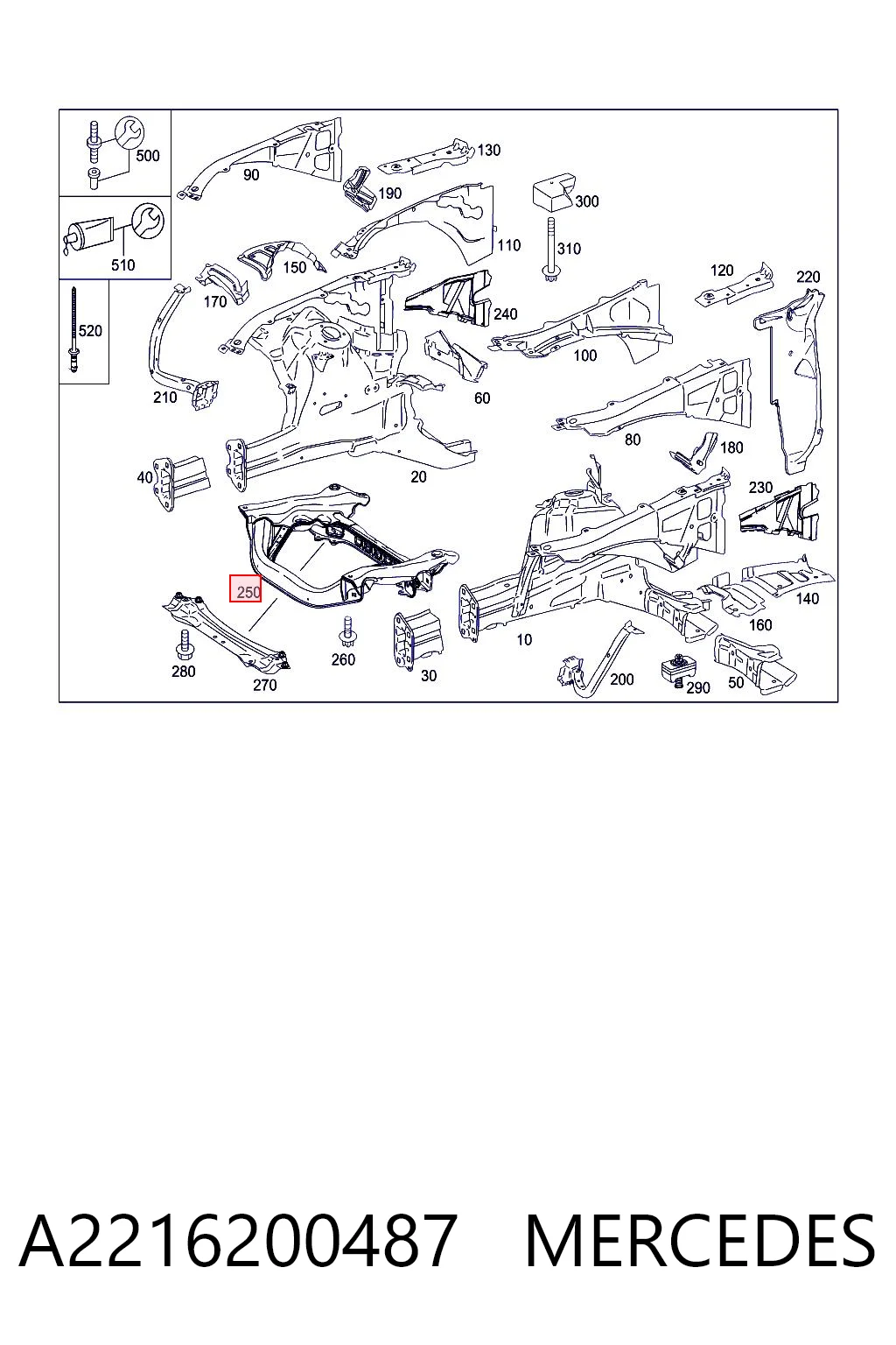Viga de suspensão dianteira (plataforma veicular) Mercedes S  W221 ao melhor preço