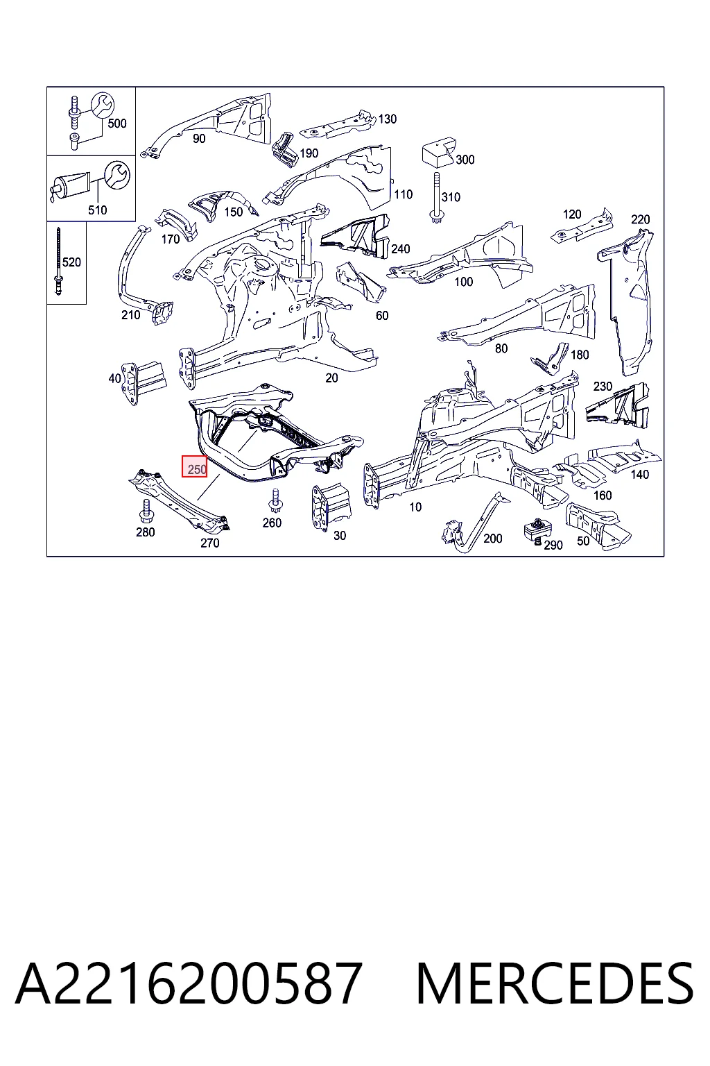 Viga de suspensão dianteira (plataforma veicular) Mercedes S  W221