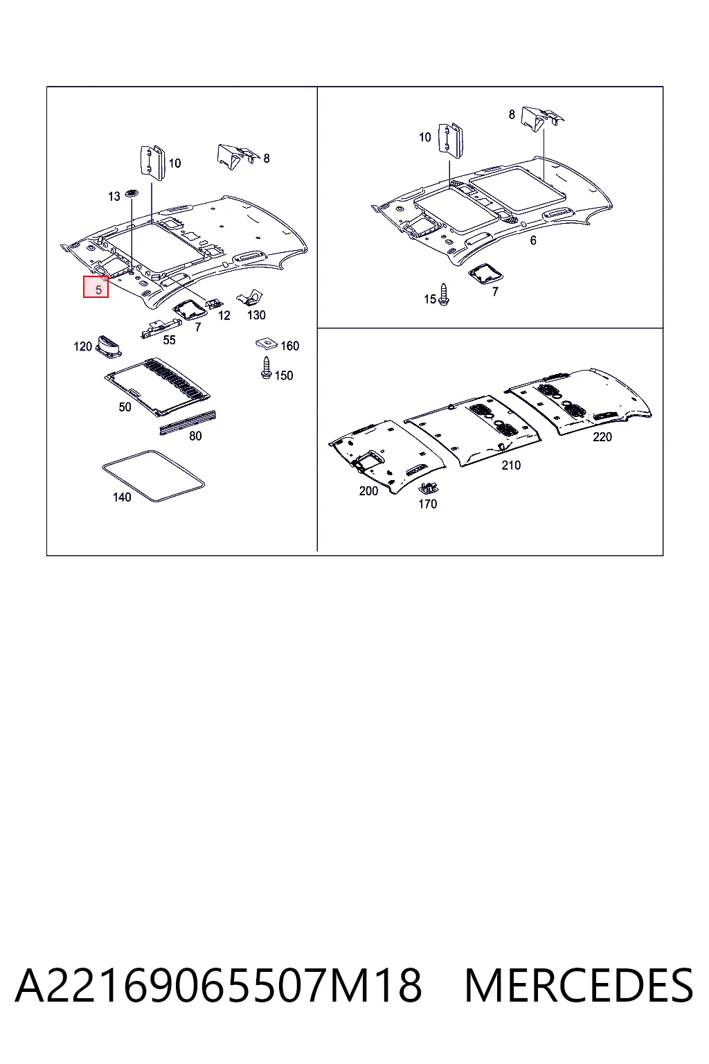 Revestimento do teto Mercedes S  W221 ao melhor preço