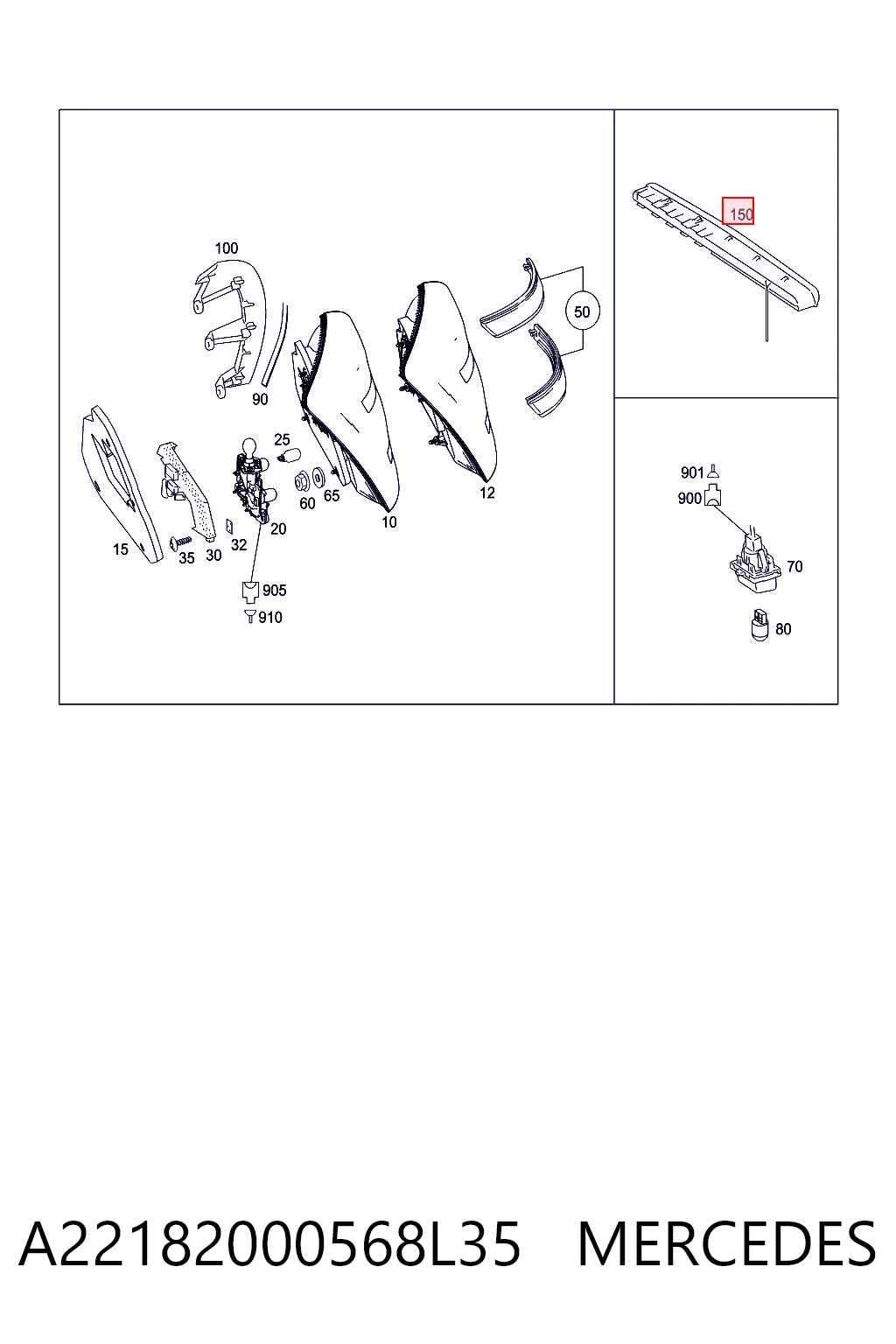 Sinal de parada traseiro adicional para Mercedes S  W221