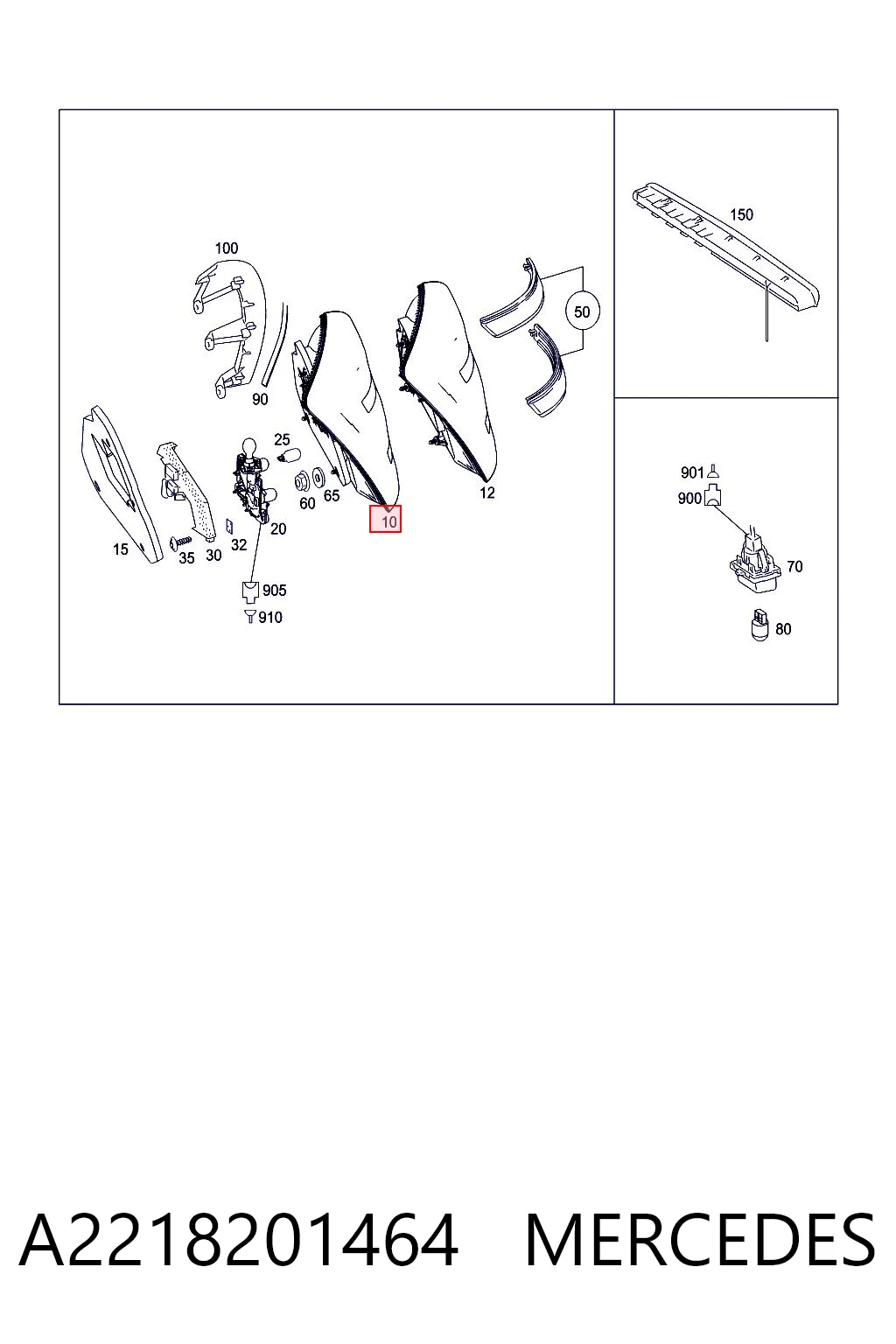 A2218201464 Mercedes Lanterna traseira direita