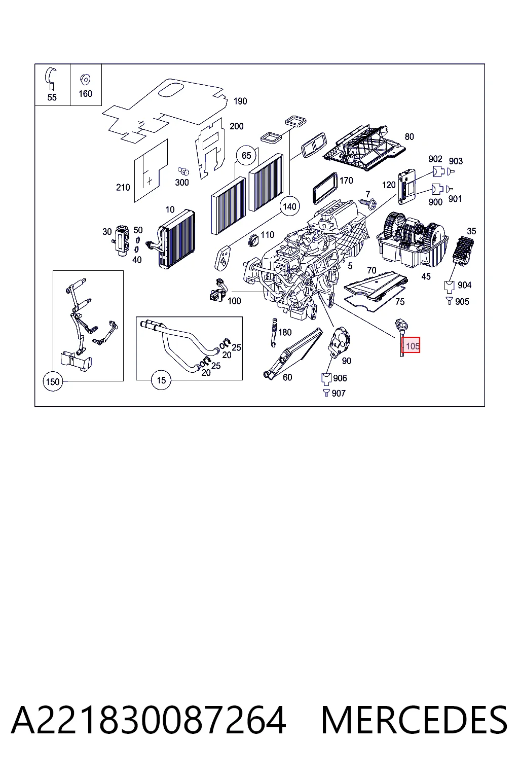 Sensor de temperatura de ar no salão para Mercedes E W213