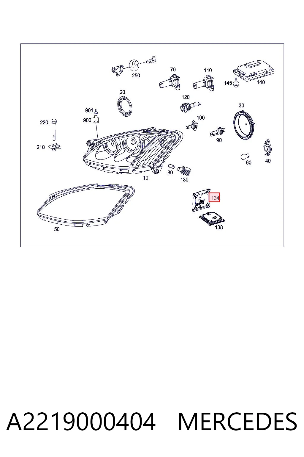 A2219000404 Mercedes Unidade de controlo de iluminação