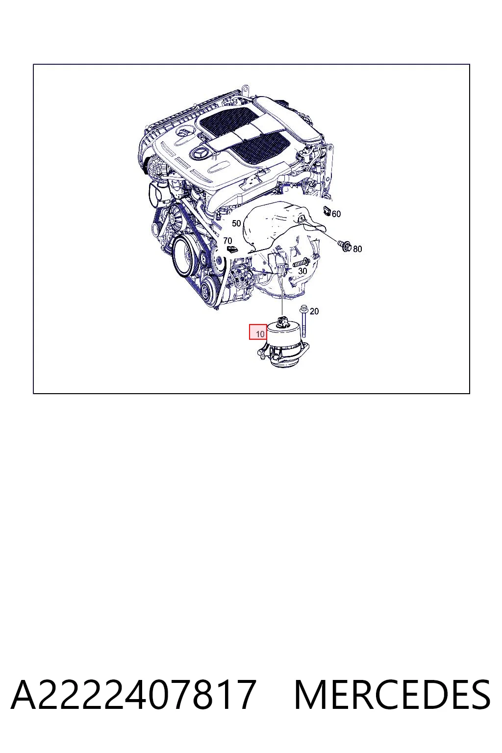 A2222407817 Mercedes Coxim (suporte) direito dianteiro de motor