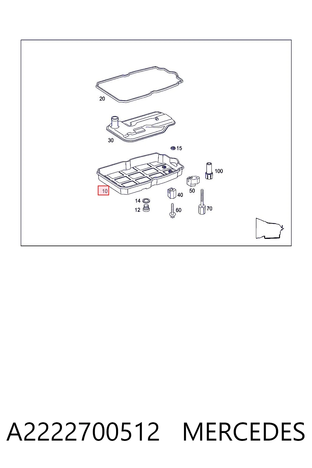 A2222700512 Mercedes Cárter da Caixa Automática de Mudança