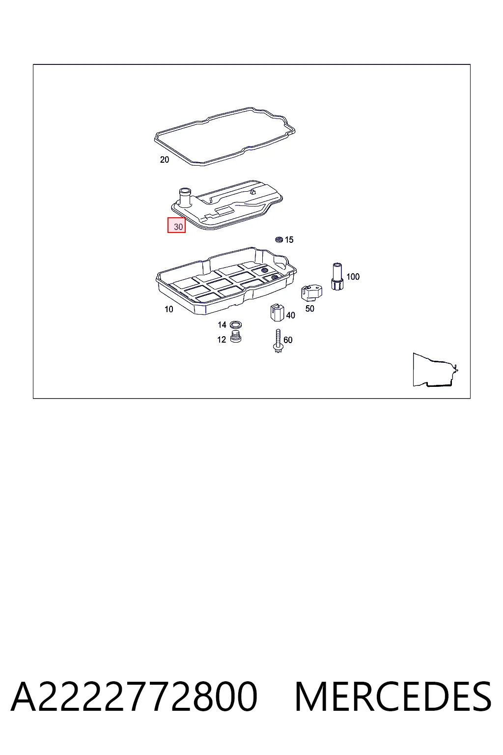 A2222772800 Mercedes Filtro da Caixa Automática de Mudança
