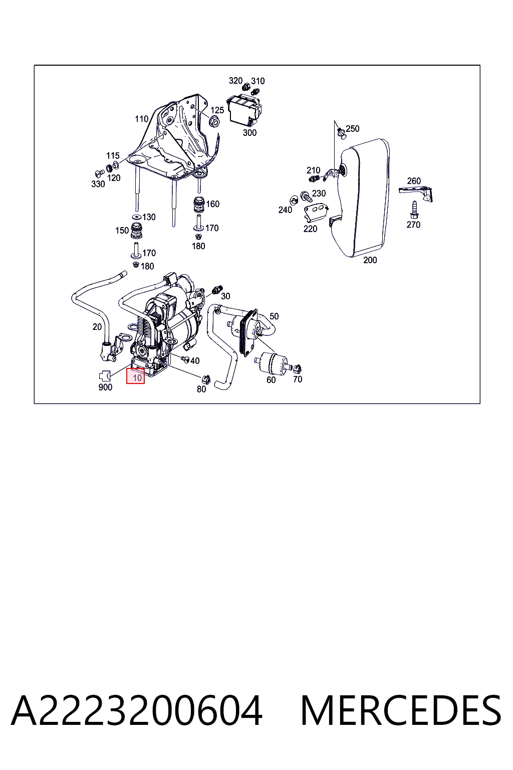 A2223200604 Mercedes Compressor de bombeio pneumático (de amortecedores)
