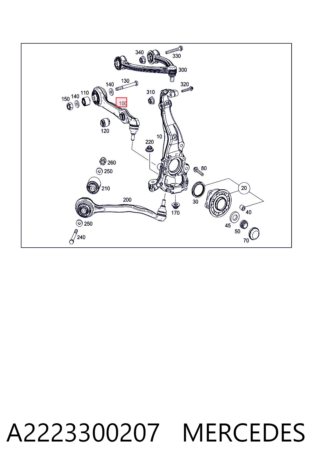 A2223300207 Mercedes Braço oscilante inferior direito de suspensão dianteira