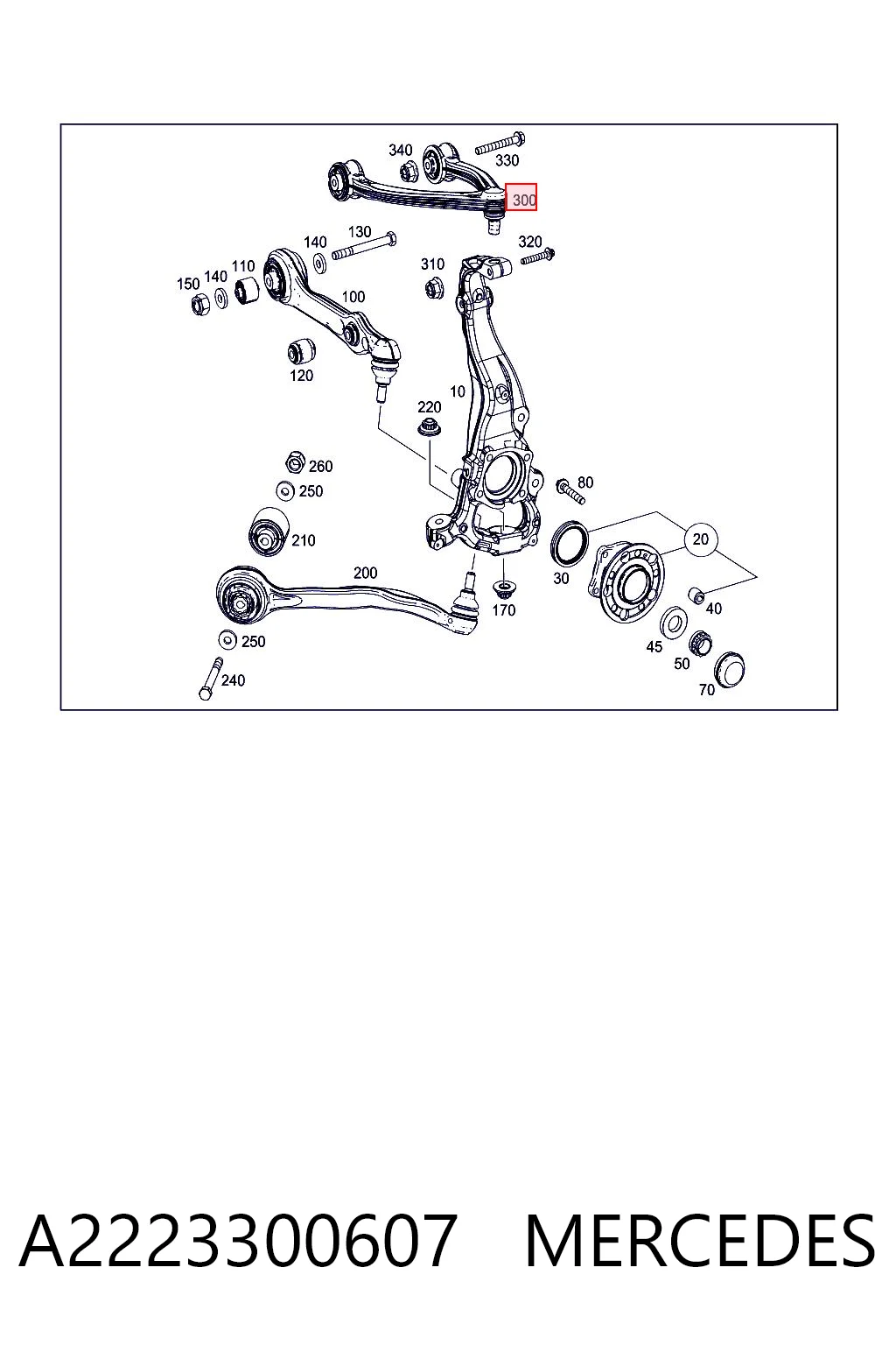 A2223300607 Mercedes Braço oscilante superior direito de suspensão dianteira