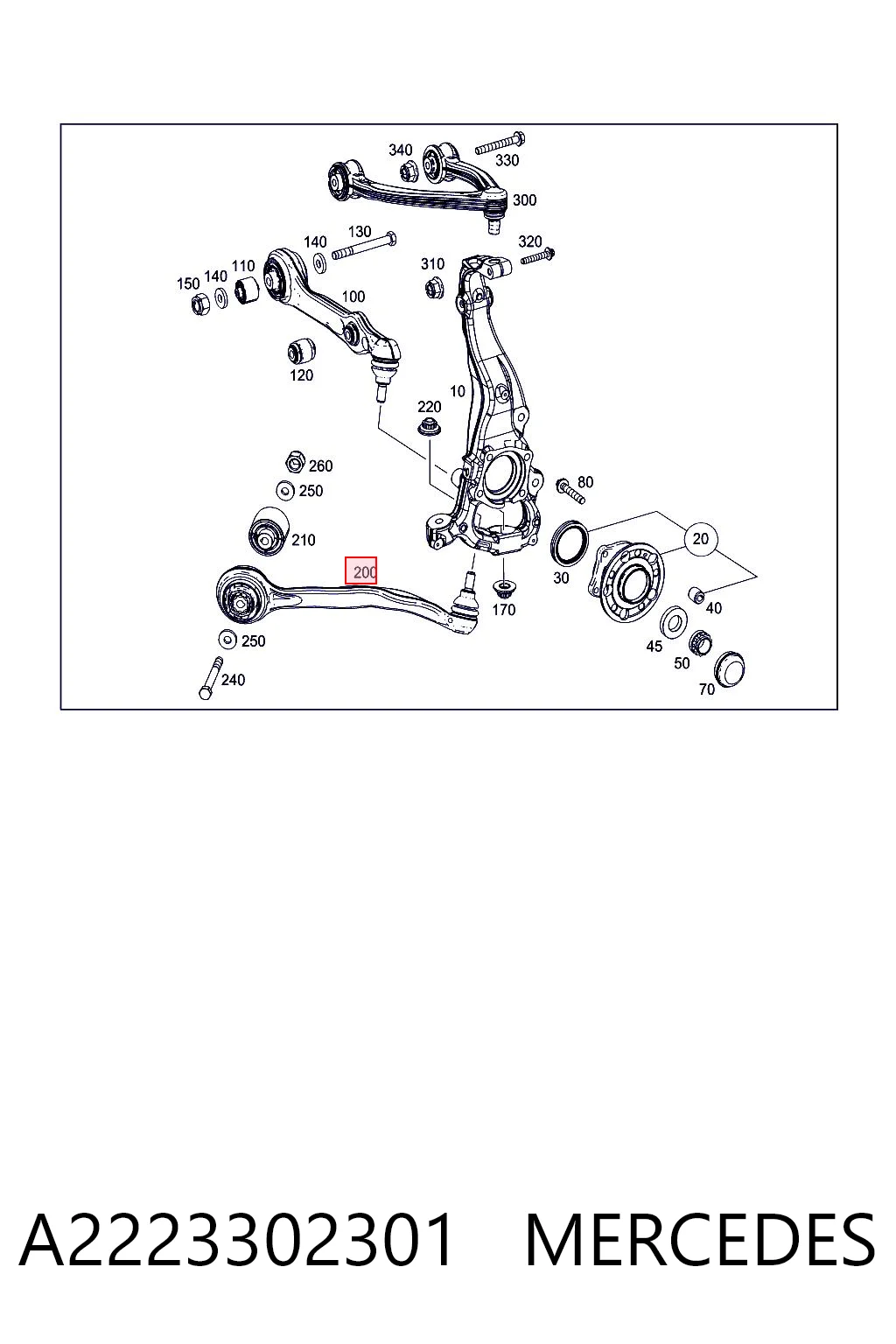 A2223302301 Mercedes Braço oscilante inferior esquerdo de suspensão dianteira