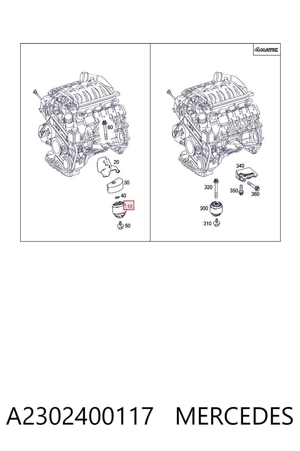 A2302400117 Mercedes Coxim (suporte) esquerdo/direito de motor