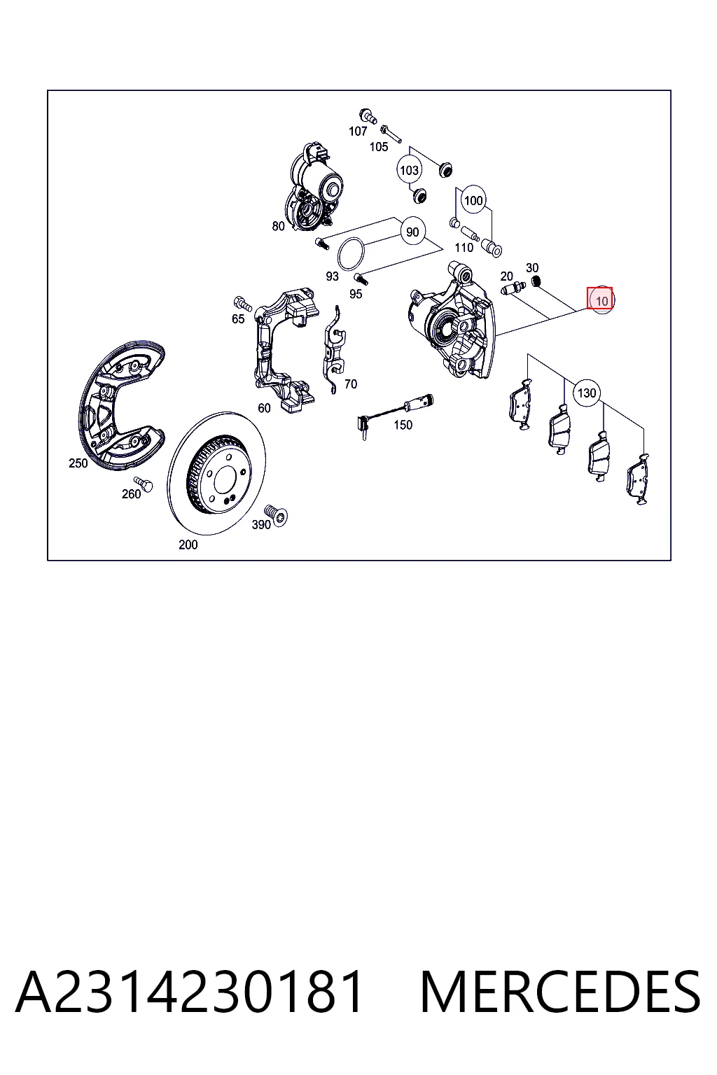Kit de reparação de suporte do freio traseiro Mercedes S  A217 ao melhor preço