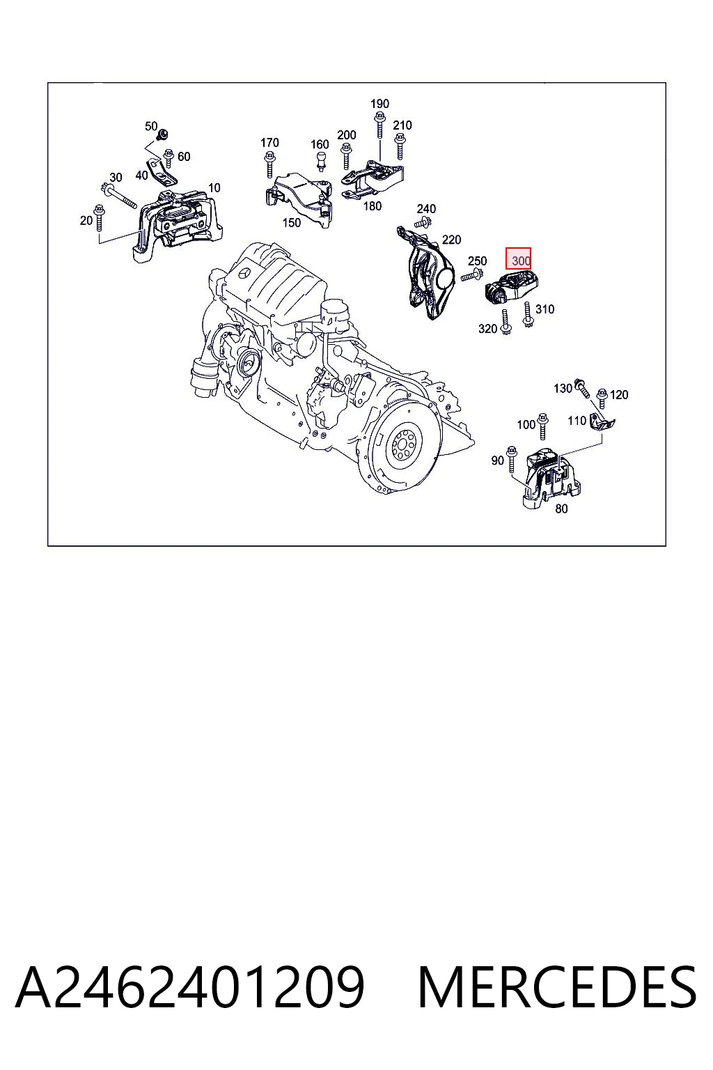 A2462401209 Mercedes Coxim (suporte) traseiro de motor
