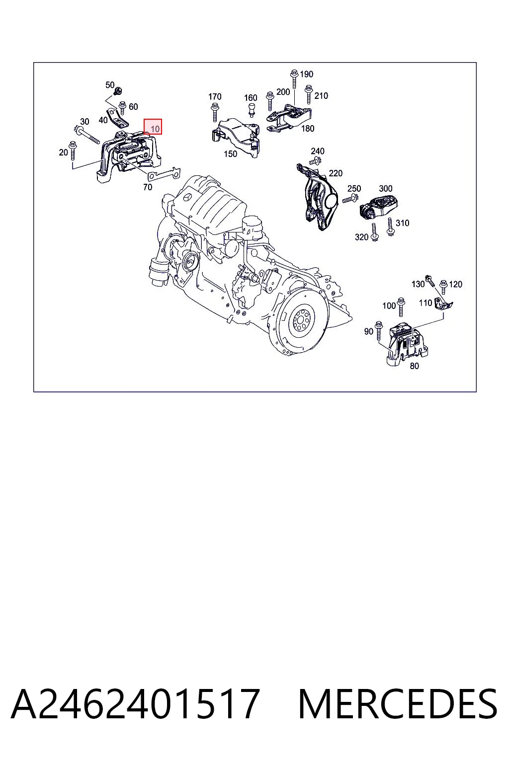 A2462401517 Mercedes Coxim (suporte) direito de motor
