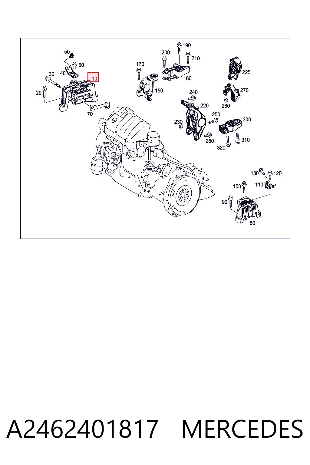 A2462401817 Mercedes Coxim (suporte) direito de motor