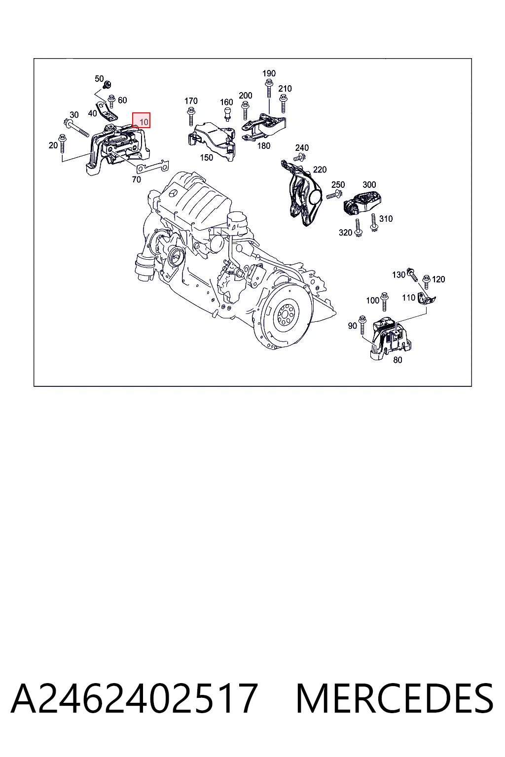 A2462402517 Mercedes Coxim (suporte) direito de motor