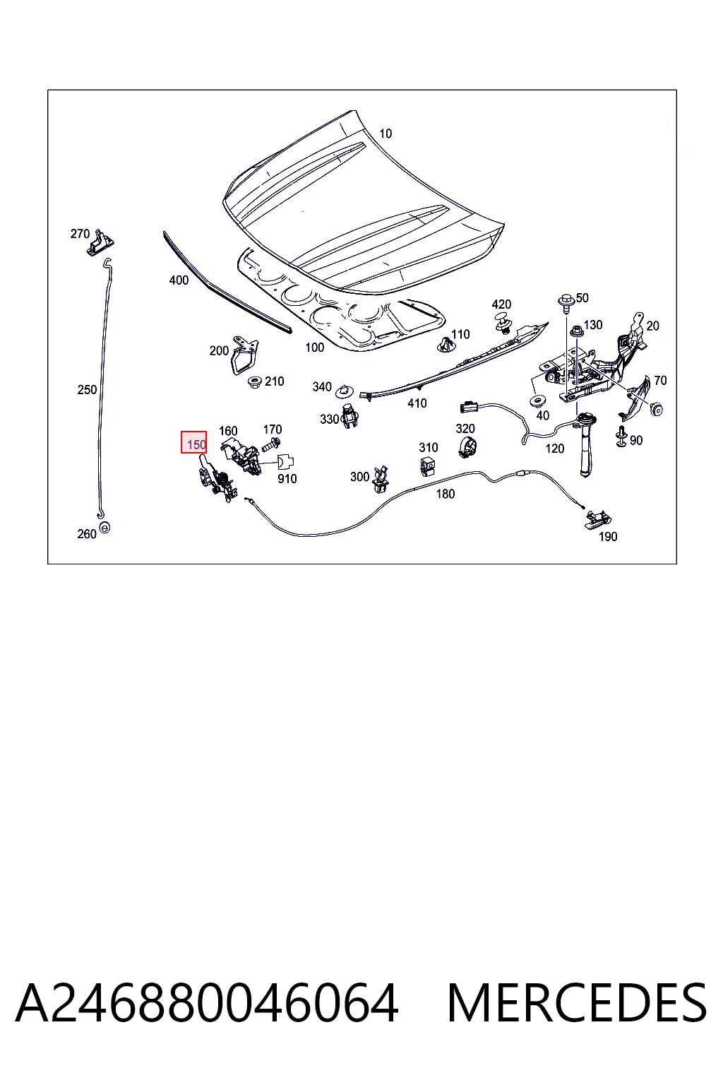  Fecho da capota Mercedes A hatchback (W176) (2012 - 2018) 