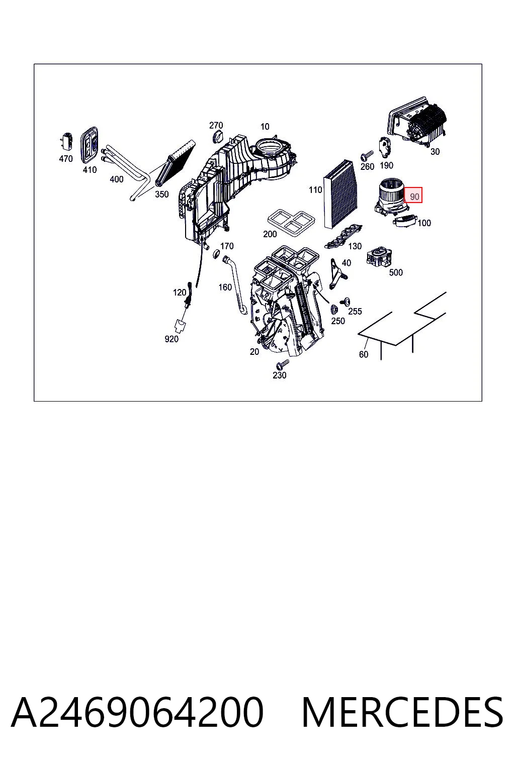 A2469064200 Mercedes Motor de ventilador de forno (de aquecedor de salão)