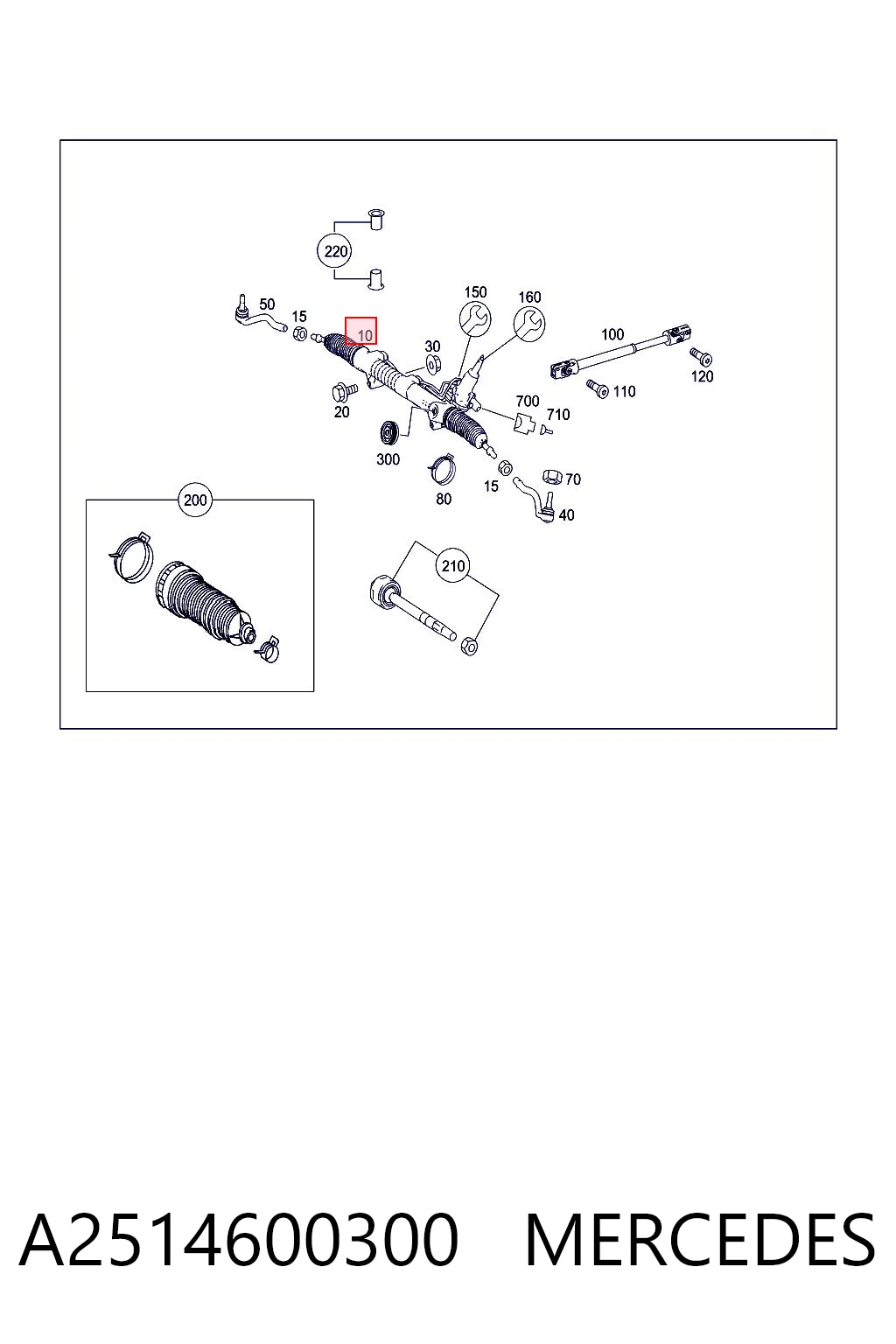 A2514600300 Mercedes Cremalheira da direção