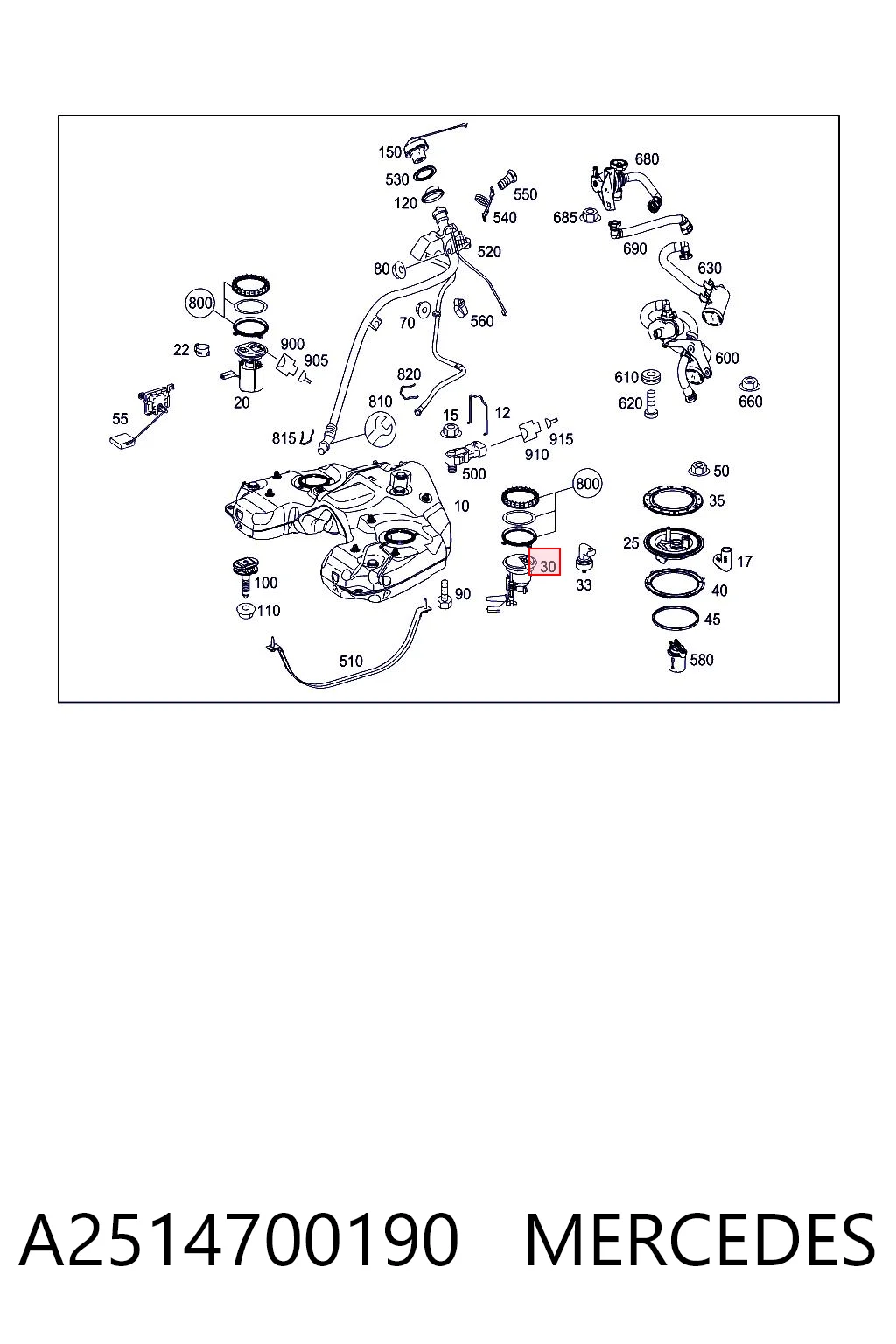 A2514700190 Mercedes Filtro de combustível