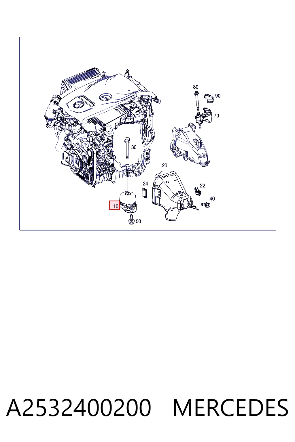 A2532400200 Mercedes Coxim (suporte) direito de motor