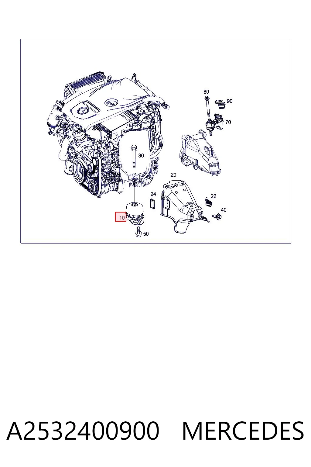 A2532400900 Mercedes Coxim (suporte) direito de motor
